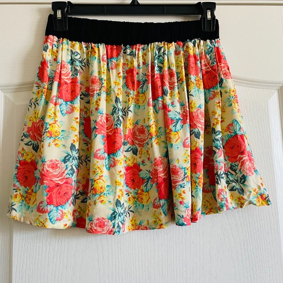 Bongo Floral Circle Elastic Waist Colorful Mini Skirt Size 12 NWT - Picture 4 of 6